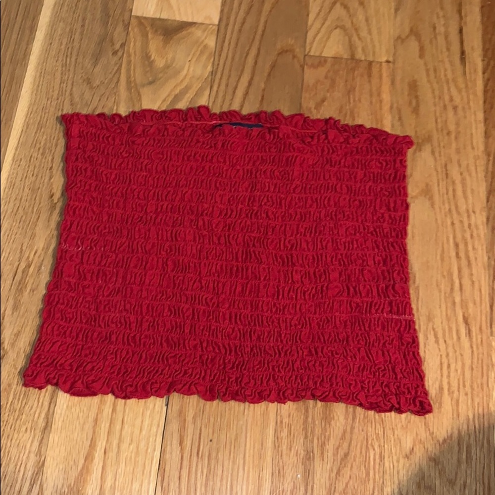 Red ruched brandy tube top
